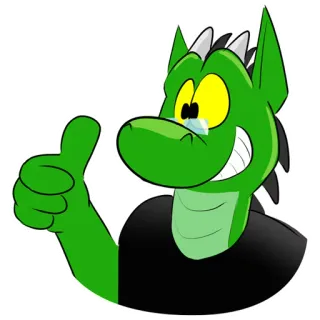 👍 용, 좋아요, 만화, 초록색, 긍정적, 파충류, 동물 telegram sticker