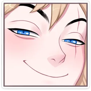😊 Anime, Desenho animado, Personagem, Sorriso irônico, Rosto, Meme telegram sticker