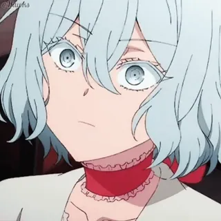 💢 Anime, Garota, Cabelo pálido, Laço vermelho whatsapp sticker