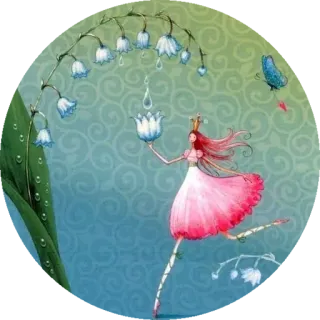 🦋 Fee, Blume, Maiglöckchen, Prinzessin, Fantasie, Kunst, Illustration telegram sticker
