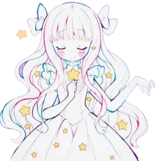 ✨ アニメ, 女の子, 星, かわいい, 可愛い, ドレス, マンガ telegram sticker