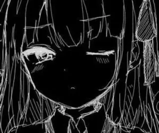 🖤 Anime, Sombrio, Mangá, Garota, Esboço telegram sticker