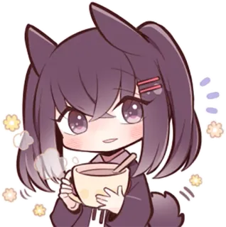 ☕️ Anime Mädchen, niedlich, Chibi, Kaffee, Tee, Kawaii, Cartoon telegram sticker