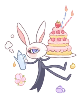 🍰 兔子, 动物, 蛋糕, 草莓, 可爱, 卡哇伊, 生日 telegram sticker