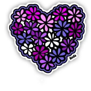 💜 Hoda corazón, flores, morado, rosa, floral, amor, lindo whatsapp sticker