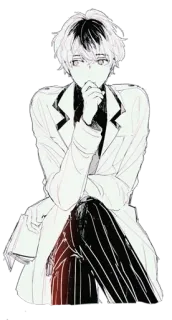 🖤 อนิเมะ, มังงะ, ผู้ชาย, สูท, ภาพร่าง telegram sticker