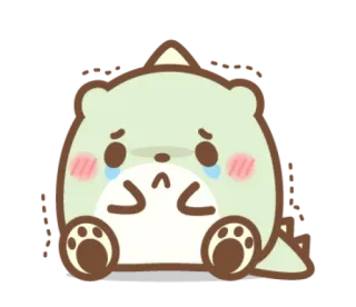☹ triste, chorando, dinossauro, fofo, kawaii, adesivo telegram sticker