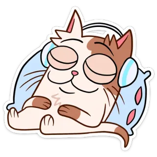 🎧 Katze, Schlaf, süß, Haustier, Tier, Cartoon telegram sticker
