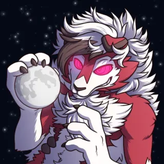 🌕 มนุษย์หมาป่า, พระจันทร์, การ์ตูน, แอนโทร, สัตว์ telegram sticker