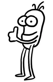 👍 Мультфильм, Персонаж, Большой палец вверх, Позитив, Иллюстрация telegram sticker