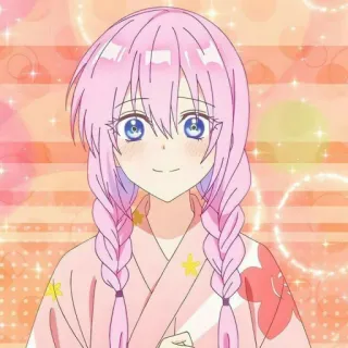 🦭 anime, ragazza, capelli rosa, carina, illustrazione telegram sticker