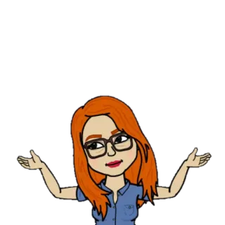 🤷 woman, bitmoji, glasses, red hair, shrug telegram sticker