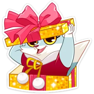 🎁 Desenho animado, Animal, Presente, Fofo, Celebração, Festivo, Brinde, Laço telegram sticker