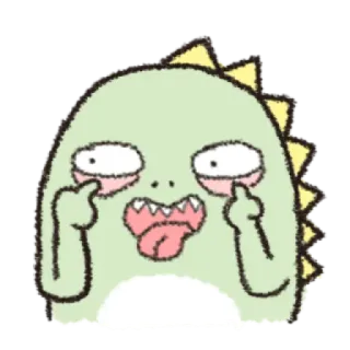 😝 dinosaurio, dibujos animados, monstruo, dedo corazón, ofensivo telegram sticker