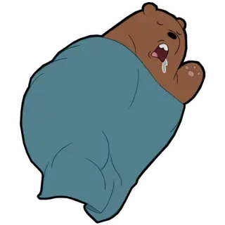 😴 Grizz We Bare Bears медведь, мультфильм, спящий, одеяло, Гризз, Мы обычные медведи whatsapp sticker