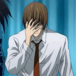 🎭 Light Yagami Death Note Anime, Light Yagami, Death Note, Myślenie, Frustracja, Manga telegram sticker