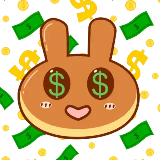 😎 Dollar, Argent, Lapin, Devise, Richesse, Dessin animé telegram sticker