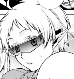 😎 Anime, Manga, Charakter, Elf, Fantasy, Visier, Monochrom telegram sticker