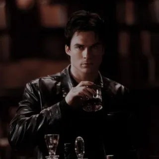 🎭 Damon Salvatore The Vampire Diaries Damon Salvatore, The Vampire Diaries, vampire, TV series, Ian Somerhalder, drinking telegram sticker