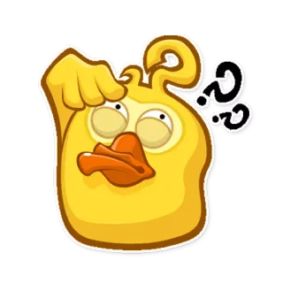 🤔 cartoon, confused, question, thinking, yellow, duck telegram sticker