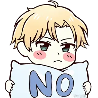🚫 NO Cartone animato, No, Rifiuto, Ragazzo, Cuscino telegram sticker