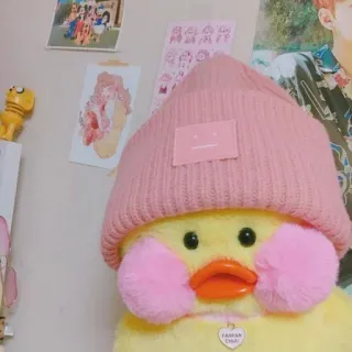 😐 FANFAN CHOA peluche, canard, mignon, rose, chapeau, jouet telegram sticker