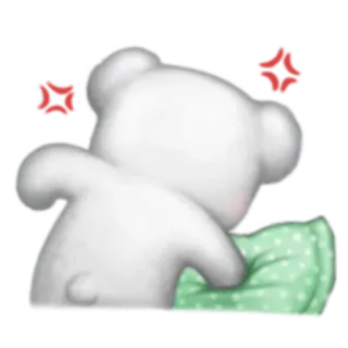 😠 oso, triste, llorando, almohada, blanco, animal telegram sticker