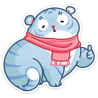 👍 แมว, สัตว์, การ์ตูน, น่ารัก, ฤดูหนาว, ผ้าพันคอ, ยกนิ้วโป้ง telegram sticker