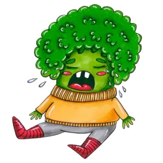 😭 브로콜리, 울음, 슬픔, 채소, 만화 telegram sticker