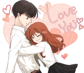 ❤️ Love You любовь, пара, милый, романтика, мультфильм telegram sticker