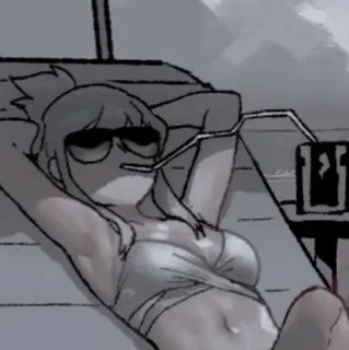 ⛓ 女性, サングラス, ビーチ, 煙, リラックス telegram sticker