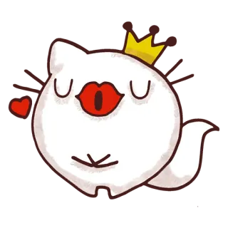 😘 kiss, crown, love, heart, cat, cute, kawaii, cartoon whatsapp sticker