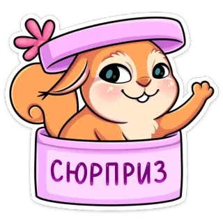 🥳 СЮРПРИЗ Eichhörnchen, Überraschung, süß, Tier, Cartoon telegram sticker