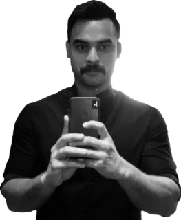 🙂 hombre, selfie, blanco y negro, retrato, bigote, interior, teléfono whatsapp sticker