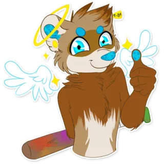 😇 Furry, Ange, Dessin animé, Animal, Batte de baseball, Ailes whatsapp sticker