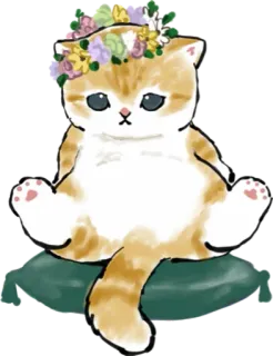 👑 cat, kitten, flowers, cute, animal telegram sticker