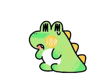 😭 dinosaurio, dibujos animados, lindo, animal, pegatina, verde whatsapp sticker