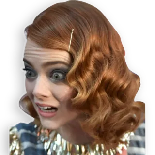 😱 mulher, assustada, surpresa, medo, emma stone telegram sticker