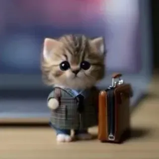 😼 chat, chaton, costume, affaires, porte-documents, animal, mignon telegram sticker