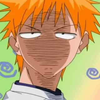 🍁 Ichigo Kurosaki Bleach Anime, Ichigo Kurosaki, Bleach, faccia buffa, esasperato, cartone animato, personaggio telegram sticker