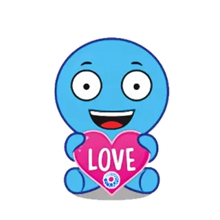 ❤️ LOVE amore, cuore, cartone animato, carino, blu, emoji telegram sticker
