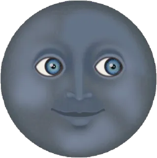 🌚 moon, face, emoji, blue, eyes telegram sticker