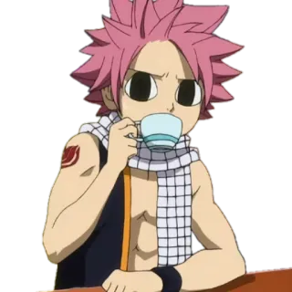 ☕️ Natsu Dragneel Fairy Tail Anime, Mangá, Natsu, Fairy Tail, Mago, Copo, Bebendo telegram sticker