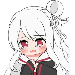 😢 fille anime, pleure, triste, larmes, cheveux blancs, chibi, mignon telegram sticker