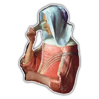 🙄 arte, pintura, mujer, bebiendo, histórico, Johannes Vermeer telegram sticker