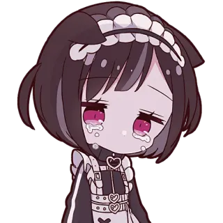 😭 Anime, Maid, Pleurs, Triste, Kawaii, Chibi telegram sticker