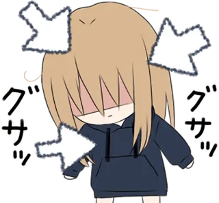 👩 グサッ 动漫, 卡通, 箭头, 表情, 连帽衫 whatsapp sticker