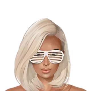 😁 phụ nữ, kính râm, tóc vàng, người, chân dung whatsapp sticker