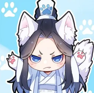 😾 动漫, 漫画, Q版, 可爱, 狼, 兽耳 whatsapp sticker