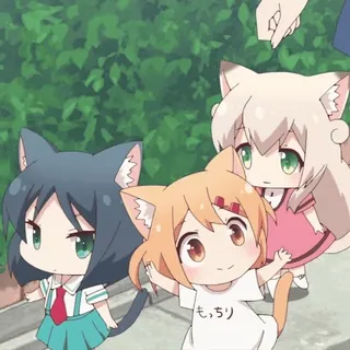 🙂 もっちり アニメ, 猫耳, 可愛い, かわいい, 漫画, ちび whatsapp sticker